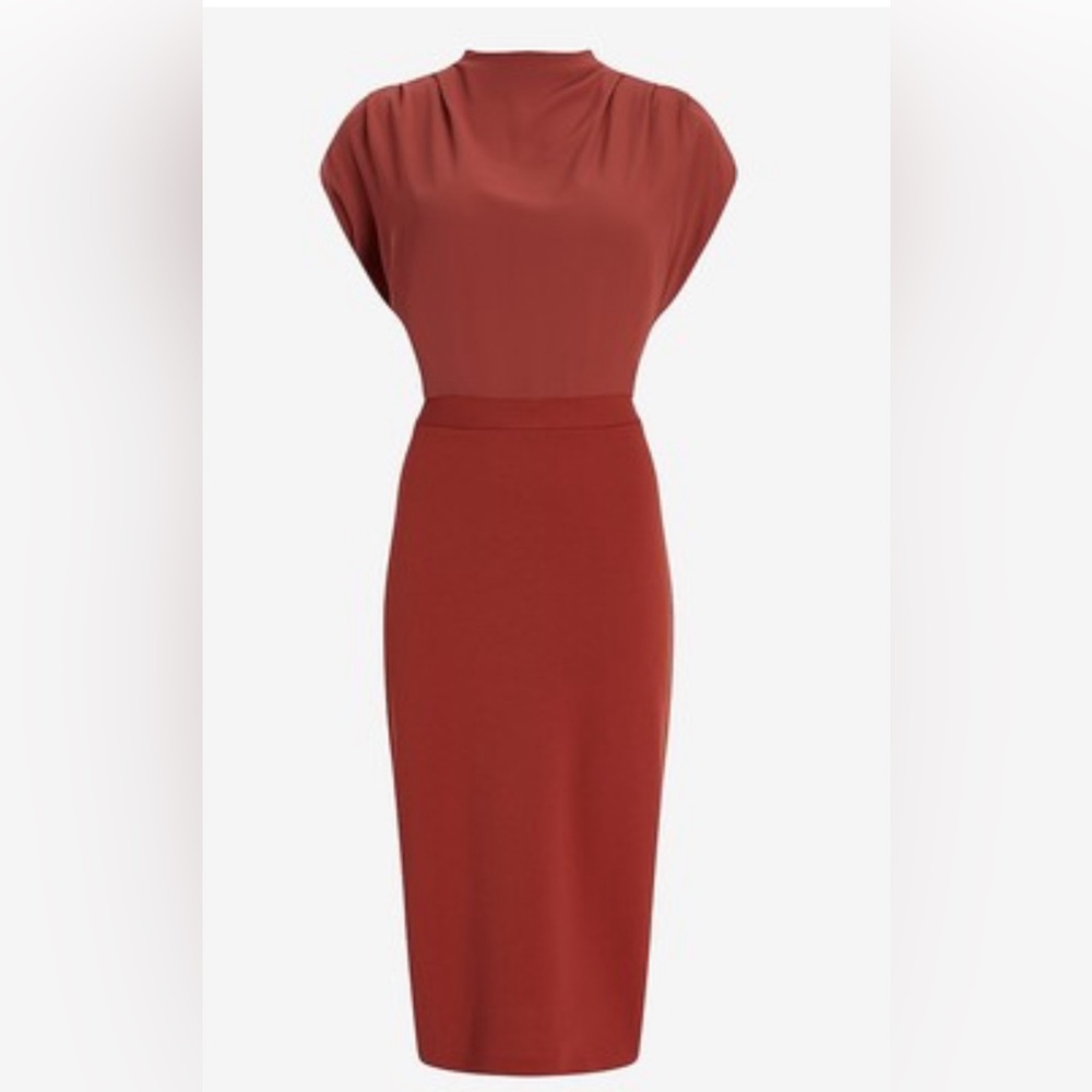 Express mock neck midi sheath dress